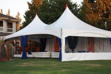 Marquee tent at twilight